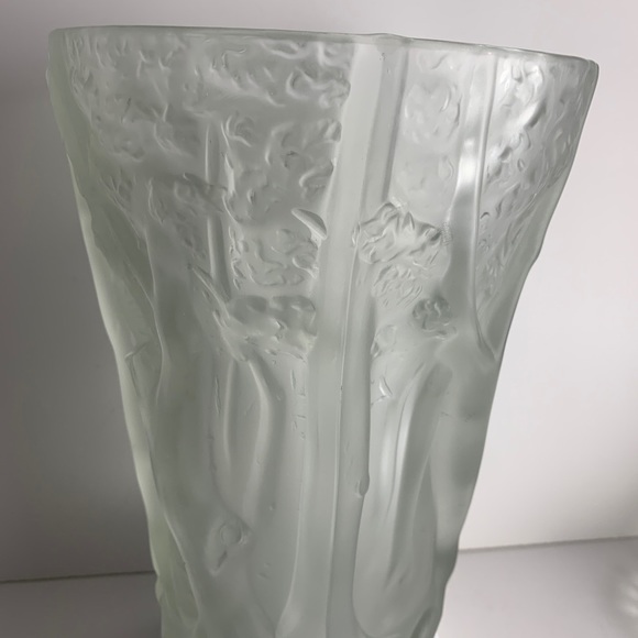 Vtg. Barolac Czech Josef Inwald Heavy Crystal Frosted Glass Forrest Vase 10" HTF - Picture 10 of 14